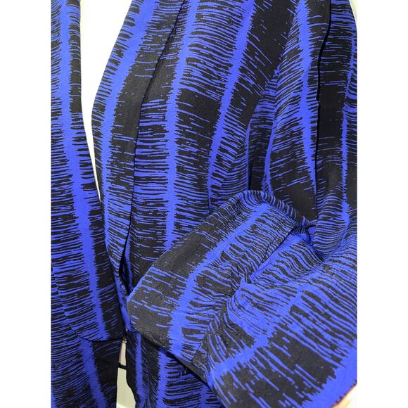 Sejour 16W Black & Blue Open Swing Jacket 100% Rayon, Fully Lined, 3/4 Sleeves - Picture 7 of 15